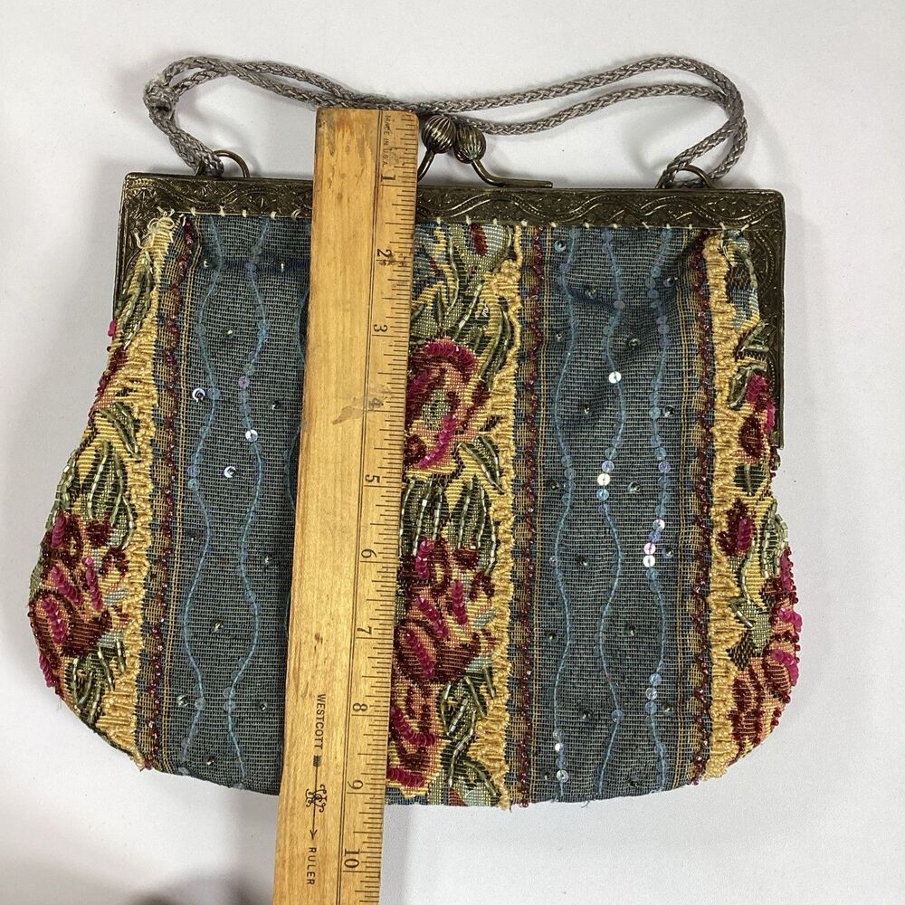 Christiana Vintage Beaded Bag Tapestry Purse Floral Victorian - Picture 11 of 11